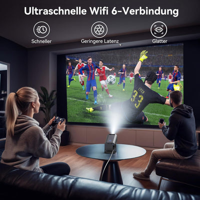 Polocsh Beamer, Mini Beamer 4k Heimkino mit Android 11.0, WLAN6 und BT5.2, 1080P Full HD Mini Projek