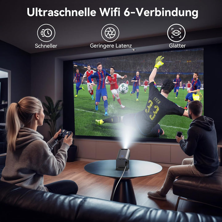 Polocsh Mini Beamer, Beamer 4k Unterstützt 1080P Full HD, Mini Projektor mit Android11.0, WLAN6 und
