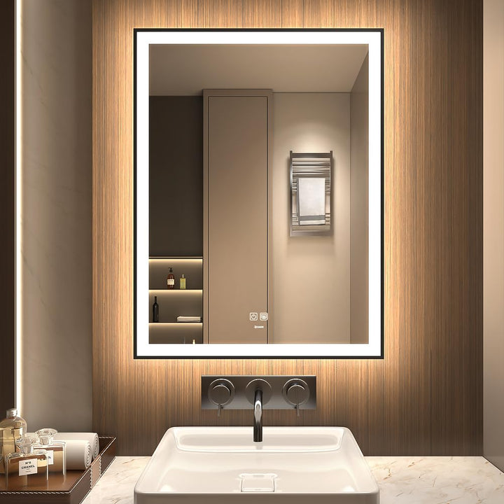 GANPE LED Badezimmerspiegel, Make-up Kosmetikspiegel Wandmontage, Grosser moderner rahmenloser beleu