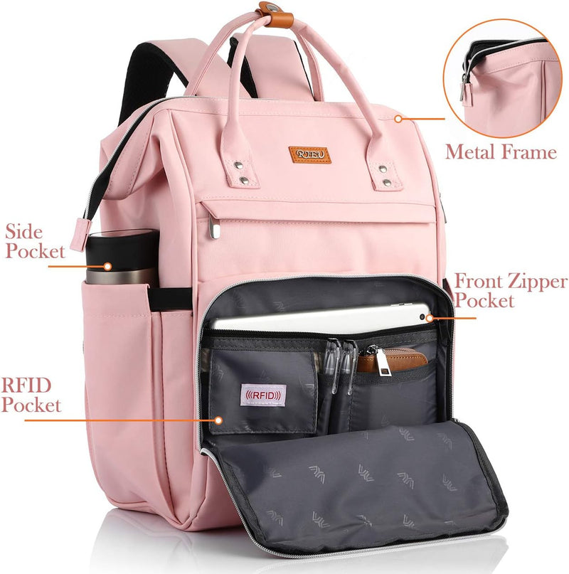 Schulrucksack Mädchen Teenager,Rucksack Schule,Schultasche Mädchen mit 15.6 Zoll Laptopfach & USB-La