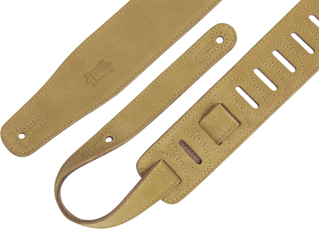 Levy's Gitarrengurt (Veloursleder, ca. 6,4 cm breit) goldbraun Bräunen, Bräunen