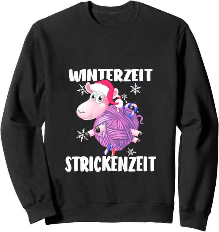Winterzeit Strickenzeit Süsses Schaf Stricken Häkeln Nähen Sweatshirt