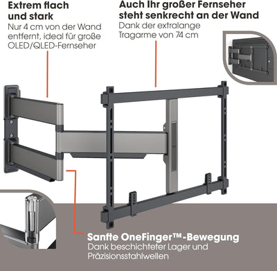 Vogel's Elite TVM 5845 Ultradünne Schwenkbare Premium TV-Wandhalterung für 55-100 Zoll Fernseher | B