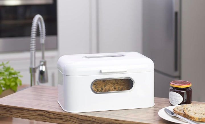 Echtwerk Brotkasten, Retro-Brotbox aus Metall mit Sichtfenster, Platzsparende Aufbewahrungsbox, Brot