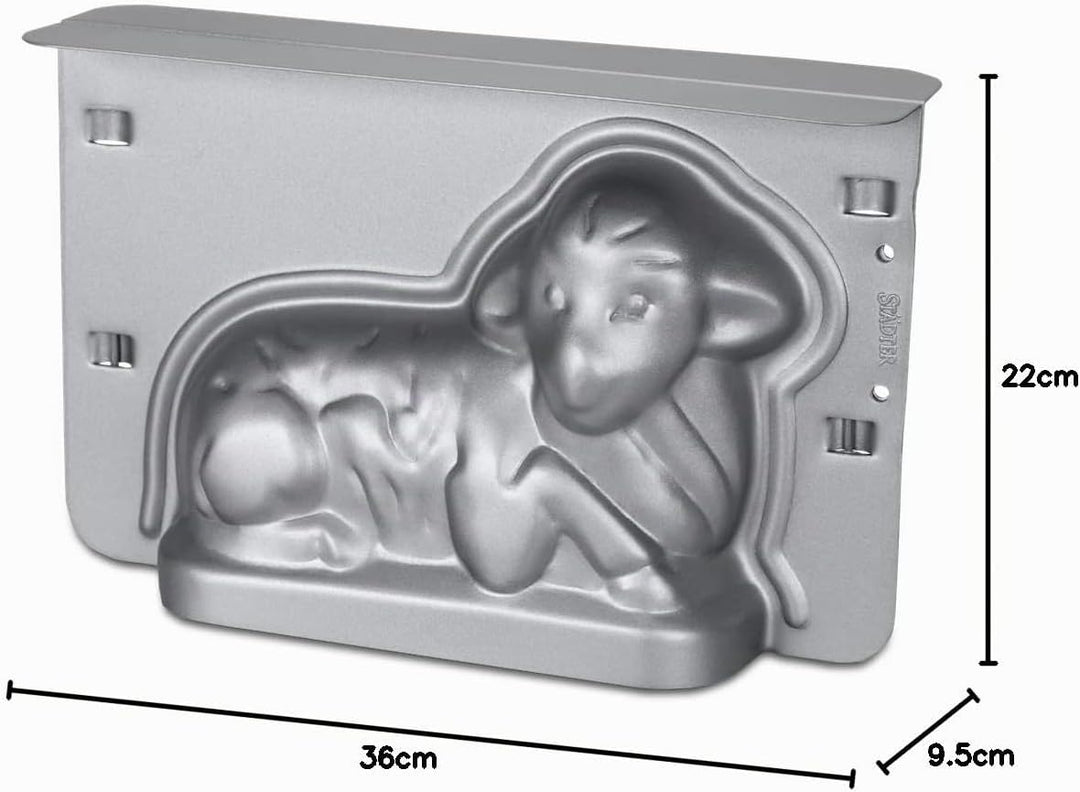 Städter Backform in Form eines Osterlamm, aus silberfarbenem Metall, Temperaturbeständig bis 230 °C,