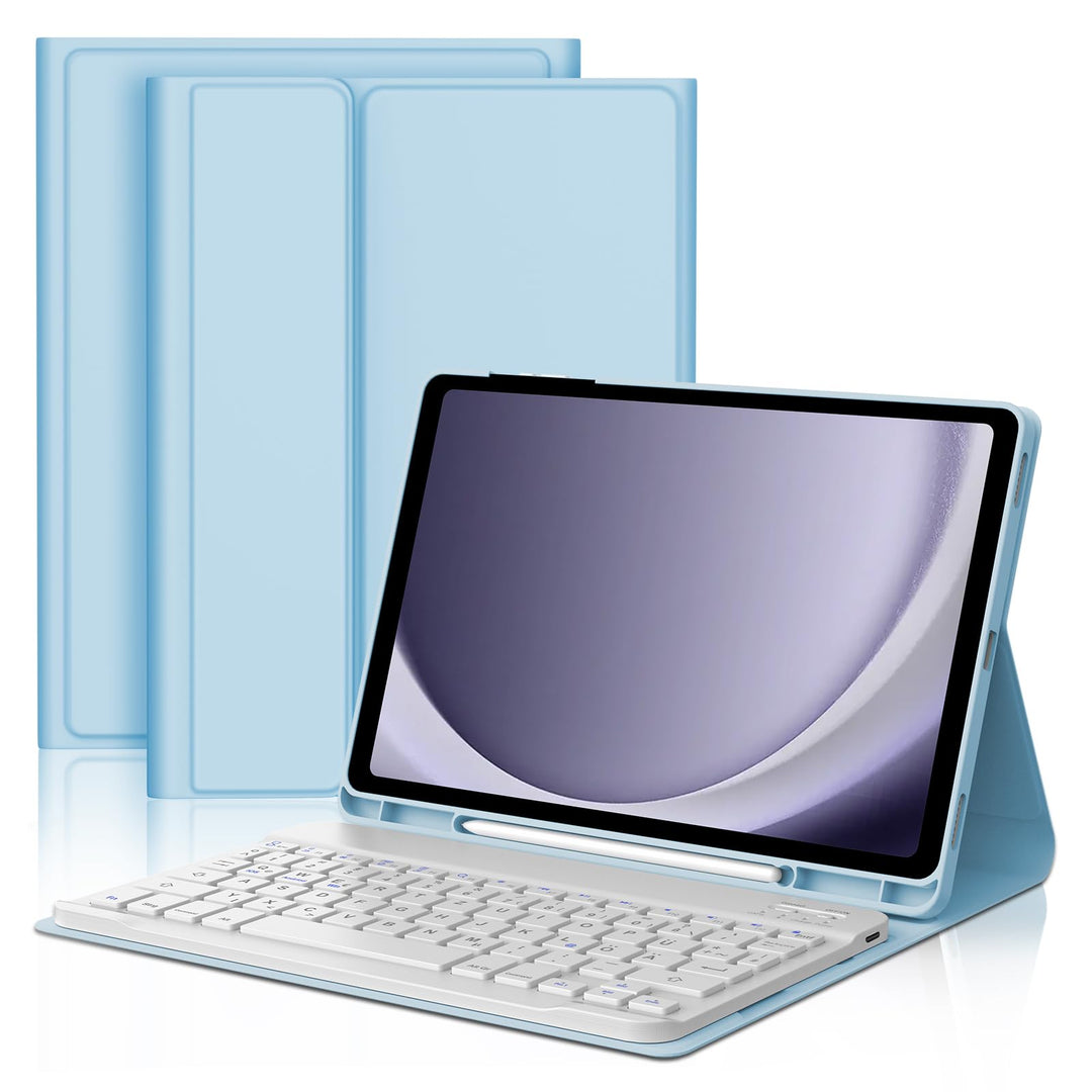 Hülle mit Tastatur für Samsung Galaxy Tab A9 Plus 11 Zoll 2023, QWERTZ Deutsche Magnetisch Abnehmbar
