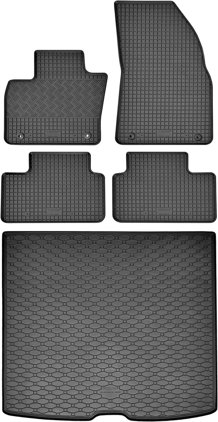 Passgenaue Kofferraumwanne und Gummifussmatten geeignet für Volvo XC40 ab 2018 + Gurtschoner