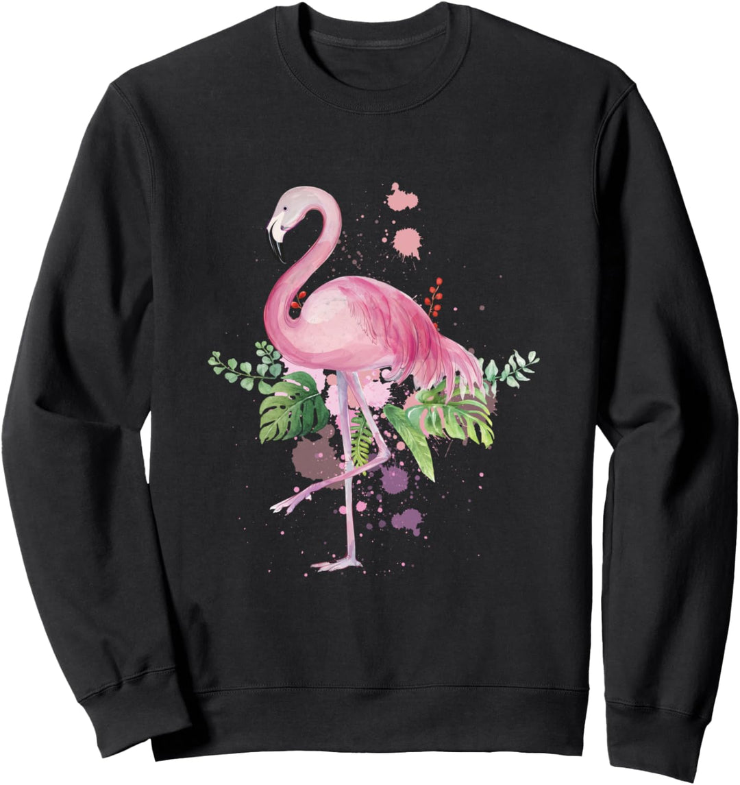 Vintage rosa Vogel rosa Flamingo Blumen Geschenk Sweatshirt
