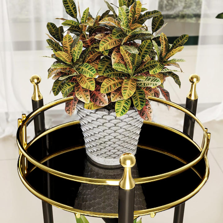[en.casa] Blumenständer Oulainen Pflanzenständer mit 2 Ablagen Blumentöpfe Regal Pflanzenregal Blume