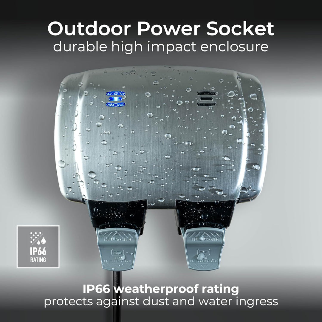 BG Electrical WPL22 IP66 2-Fach 13 A dekorative wetterfeste Schaltersteckdose für den Aussenbereich
