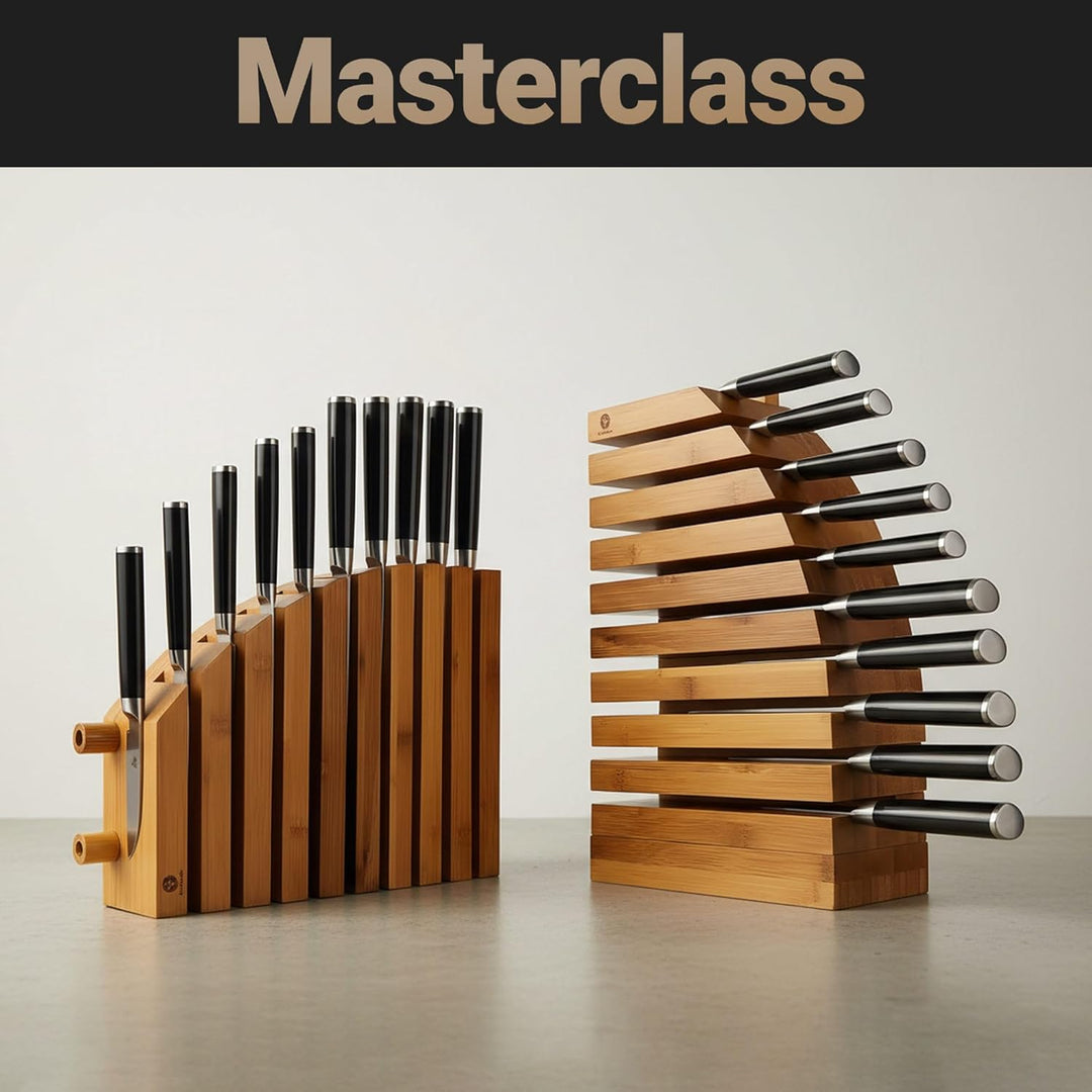M10, grosser Messerblock ohne Messer, Magnetischer Halter für 10 Messer, Markenqualität aus Bambusho