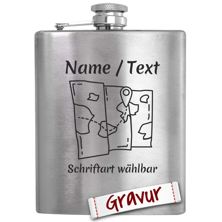 Wandern Geschenk Flachmann Set mit Gravur/Spruch personalisiert, Wanderer Geschenke für Frau, Mann,