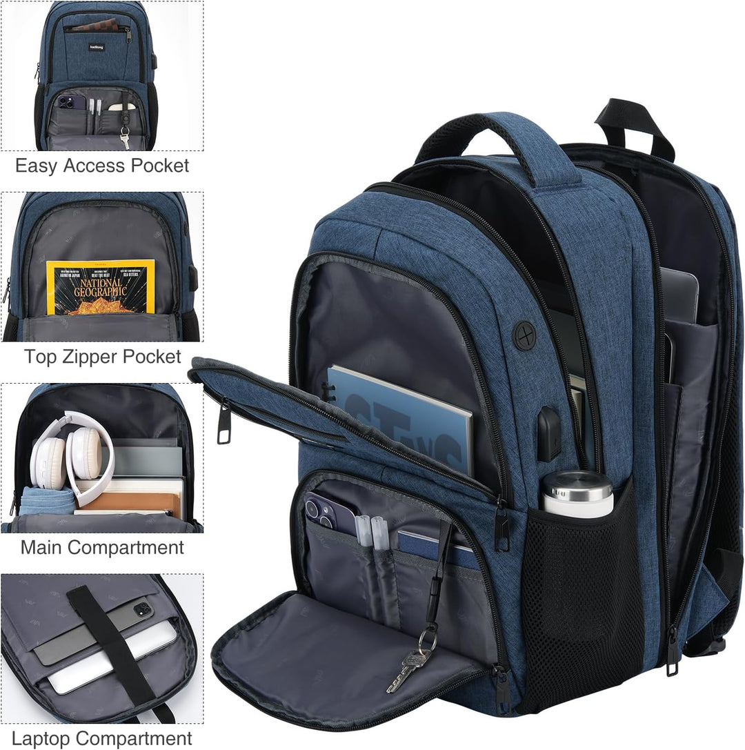Rucksack Herren Gross Laptop Rucksack,Schulrucksack Jungen Teenager Laptoptasche mit USB Ladeanschlu