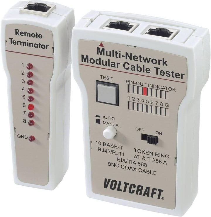 Kabeltester CT-2 VOLTCRAFT CT-2 Geeignet für RJ-45, BNC, RJ-11