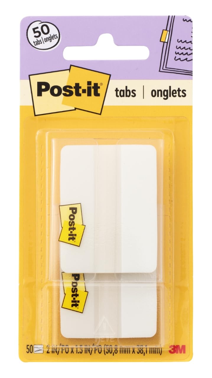 Post-it Tabs 686F-50WH, 25 Tabs/On-the-Go Spender, 2 Spender/Packung 50 Tabs Wei, 10 x 70 mm Weiss/o