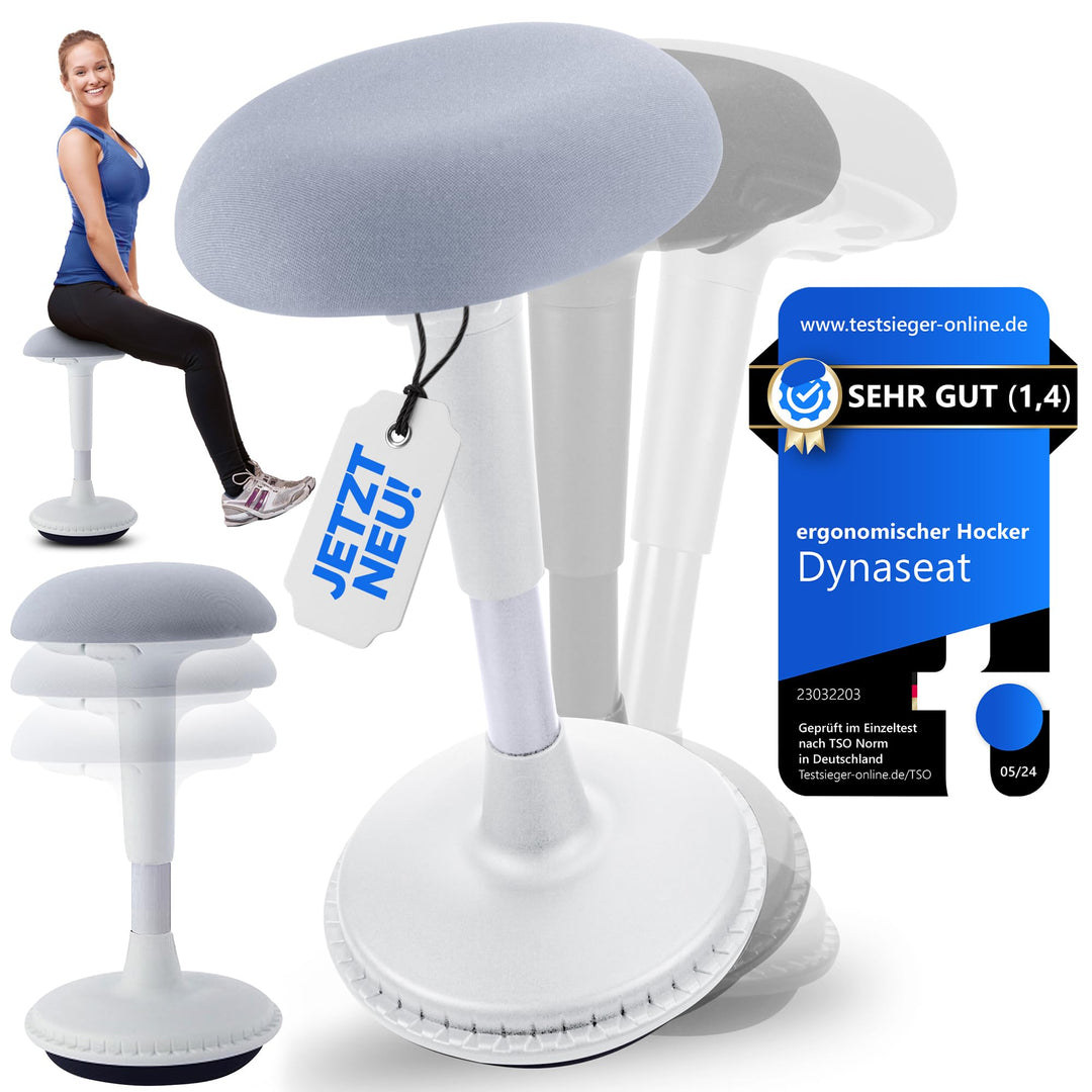 Dynaseat Ergonomischer Hocker höhenverstellbar zum Sitzen & Stehen (Weiss, 65-85 Variante) - Sitzho