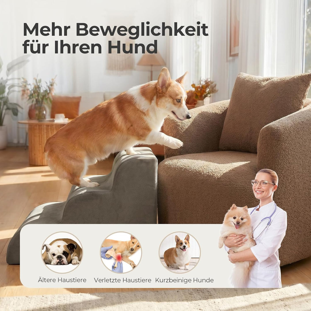 Sytopia Hundetreppe 3 Stufen, 40 cm, bis 27 kg, Haustiertreppe kleine Hunde &amp; Katzen, Katzentreppe B