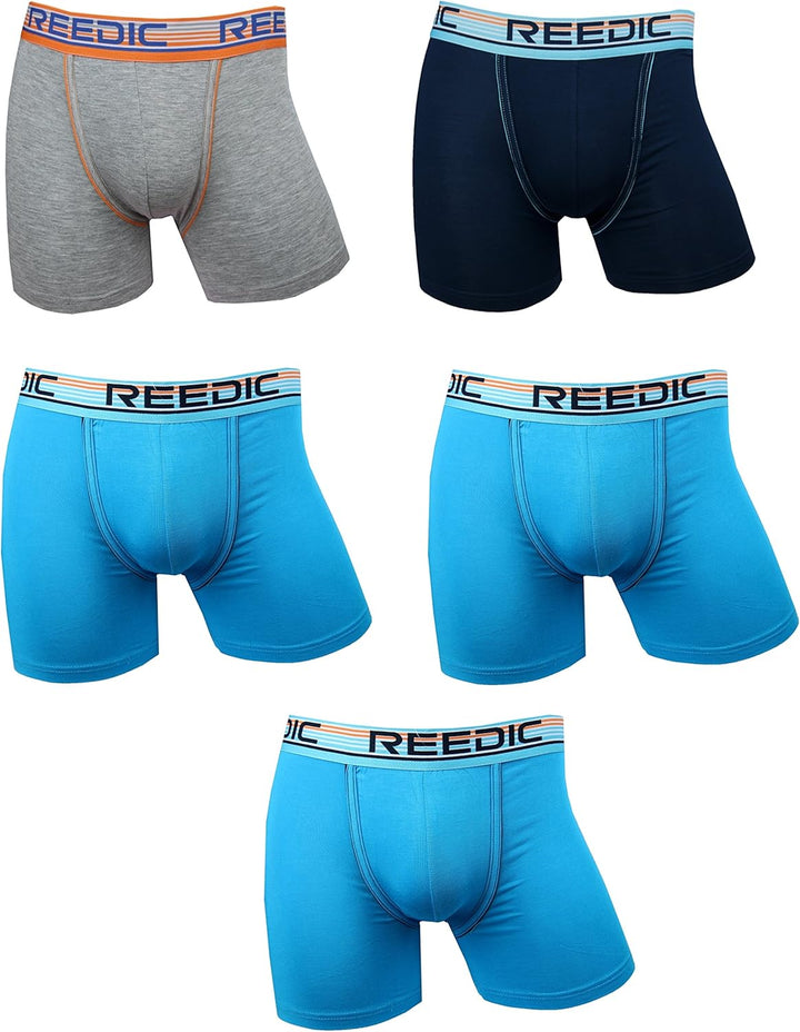 Reedic Herren Boxershorts Modal 5er Pack M Je 3x Türkis, Je 1x Schwarz, Grau, M Je 3x Türkis, Je 1x