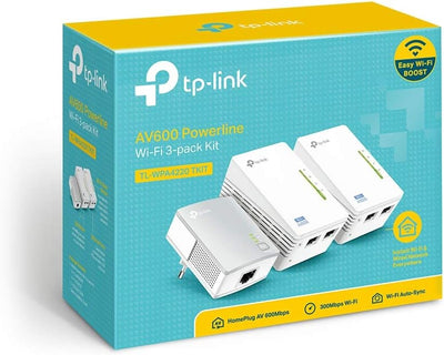 TP-Link WLAN Powerline Adapter Triple Set TL-WPA4220T KIT(600Mbit/s, WLAN 300Mbit/s, Wi-Fi Clone, Fa