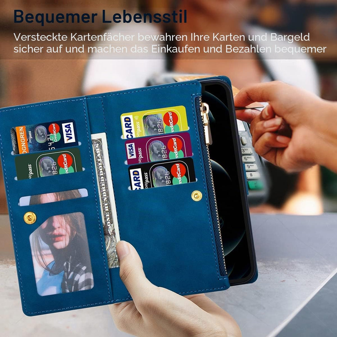 UEEBAI Hülle für Samsung Galaxy S20 FE 5G, Retro Reissverschluss Handyhülle PU Leder Klapphülle Sili
