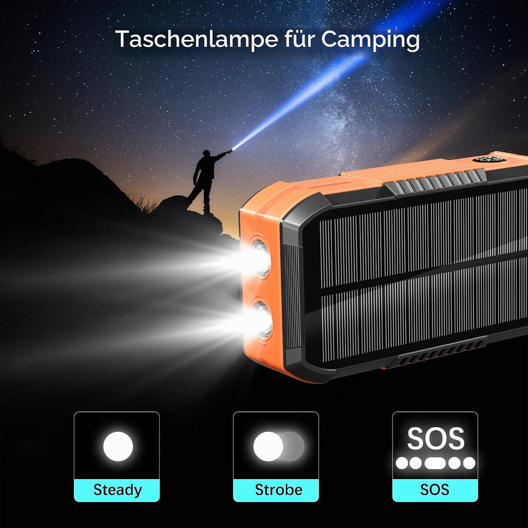 70000mAh Power Bank grosse Solar Powerbank 30W PD Wireless Externer Handyakku tragbares Ladegerät mi