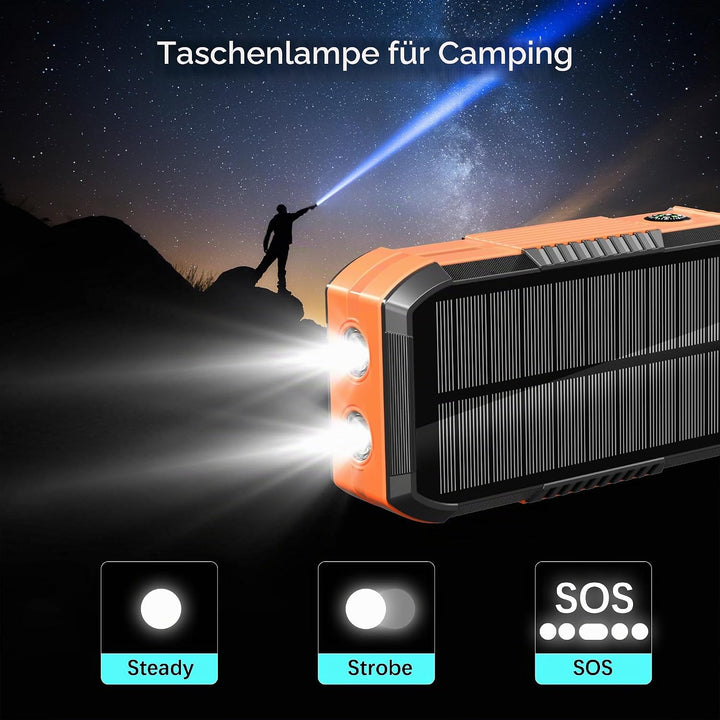70000mAh Power Bank grosse Solar Powerbank 30W PD Wireless Externer Handyakku tragbares Ladegerät mi