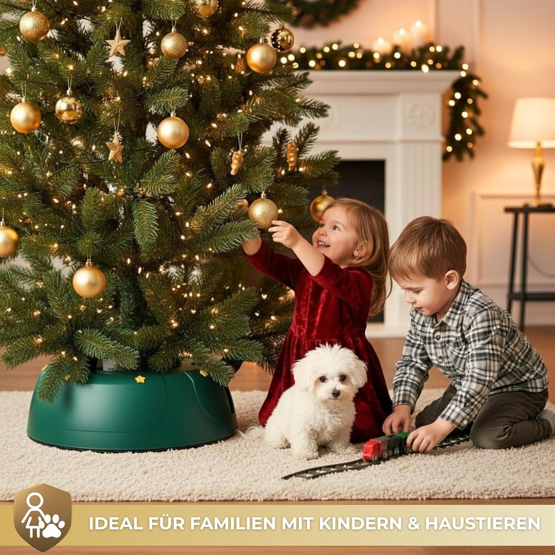 Stabiler Christbaumständer für Baumhöhe bis 2m, mit Fusspedal und Einseiltechnik, inkl. 2L Wassertan
