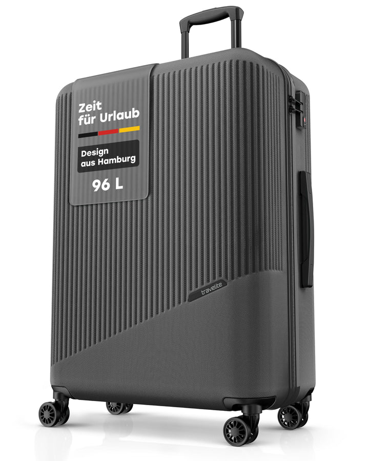 travelite 4-Rad Hartschalenkoffer gross 96 Liter, Gepäck Serie BALI: ABS Hartschalen Trolley mit TSA