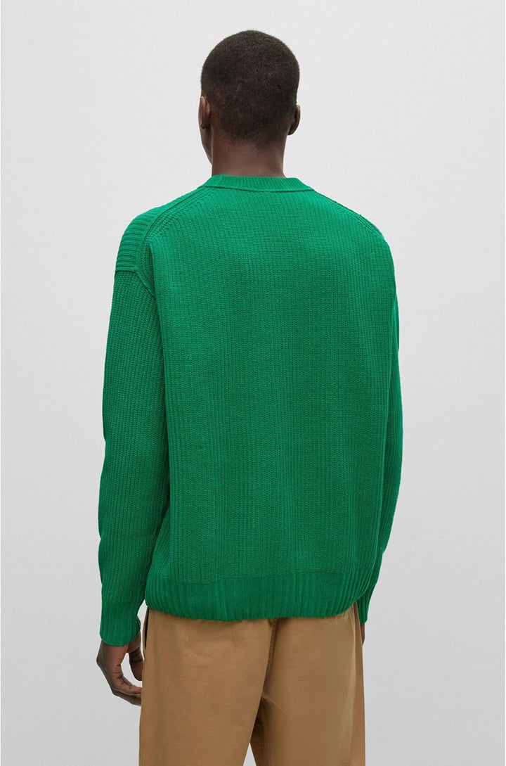 BOSS Herren Kinillo Pullover aus Reiner Baumwoll-Chenille S Medium Green312, S Medium Green312