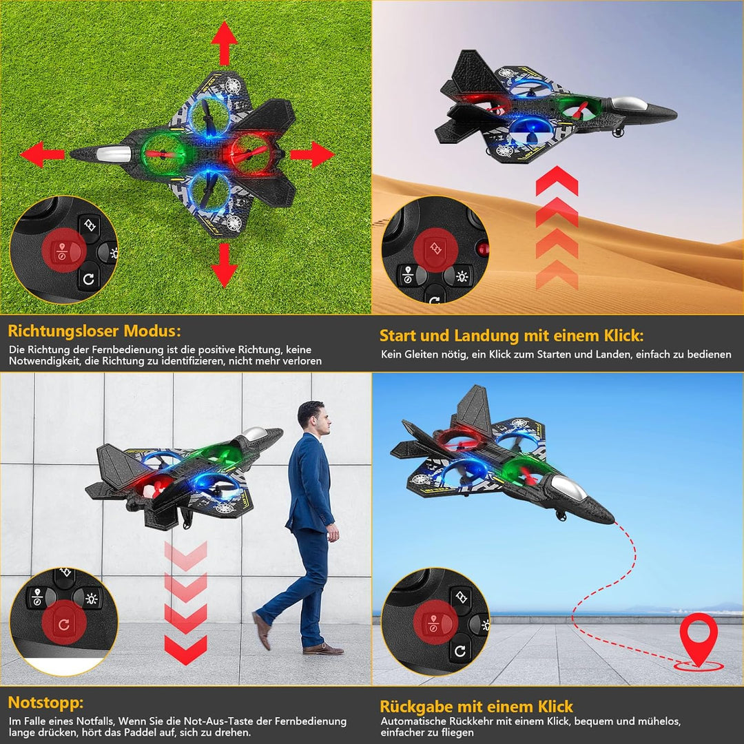 Henakmsl RC Flugzeug, 2.4GHz Ferngesteuertes Flugzeug L0712 Quadcopter Schwebendes Kampfflugzeug RC