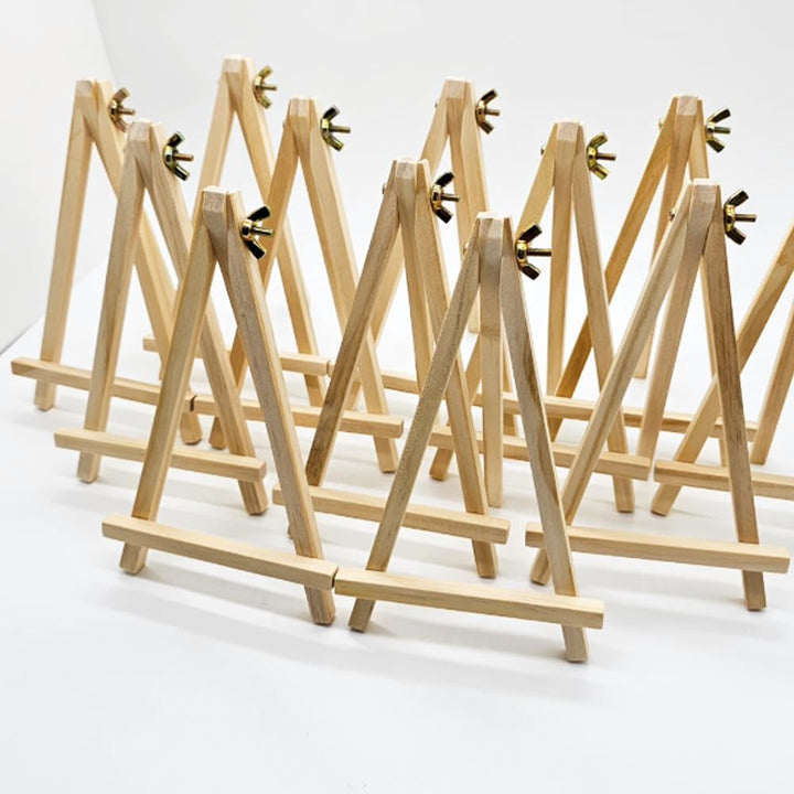 12 Stück 19 cm Mini-Holzstaffelei, Naturholz-Ausstellungsständer, Künstler-Staffelei, Tischhalter, S