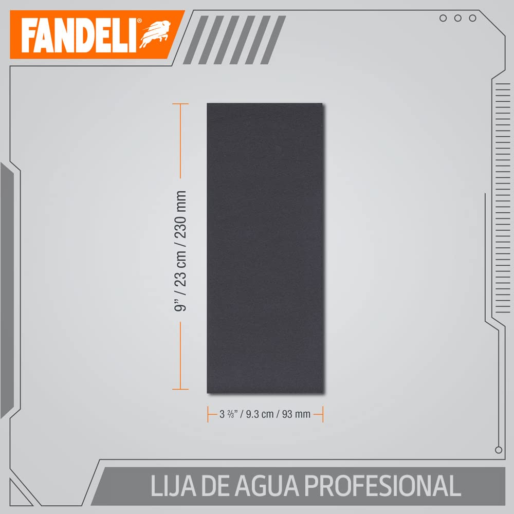 Fandeli | Wasserfestes Schleifpapier | Körnung von 120 bis 2500 | 36 Blatt 23 x 9,3 cm | Für Autopol