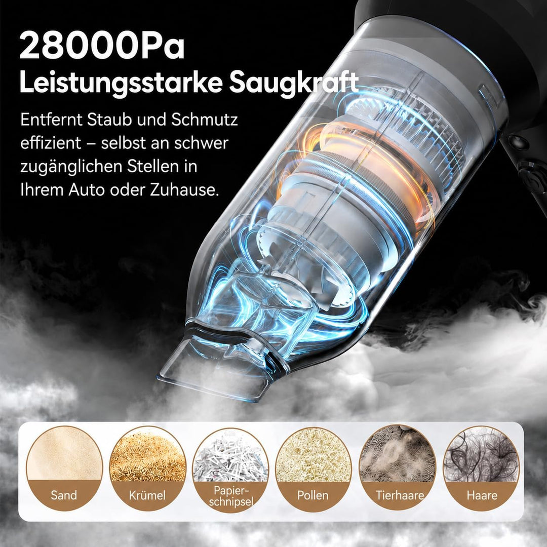 SoarFly Handstaubsauger Auto, 28000Pa Akku Staubsauger Auto, 4 in 1 Mini Staubsauger, Auto Staubsaug