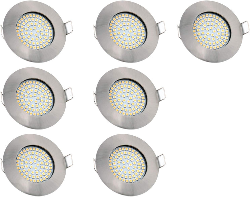 vislux LED Einbaustrahler 230V - 58mm - 70mm - Edelstahlgebürstete Einbauspots Badezimmer- Energiesp