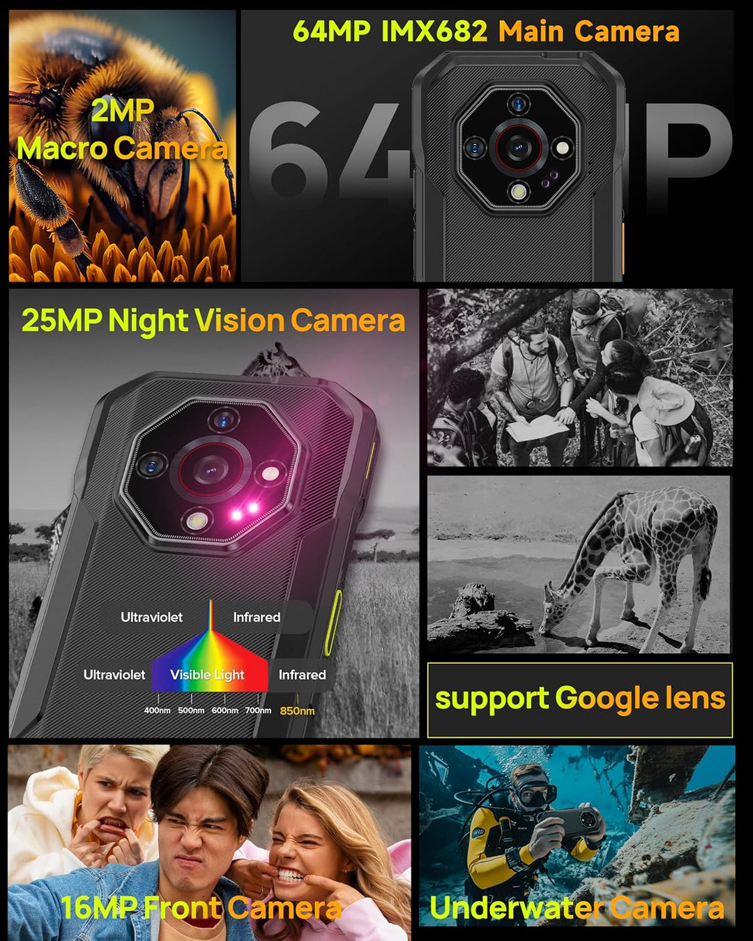 Ulefone Armor X32 Pro 5G Outdoor Smartphone 2025, 16GB+256GB/SD-2TB Android 14 mit Blendende Taschen