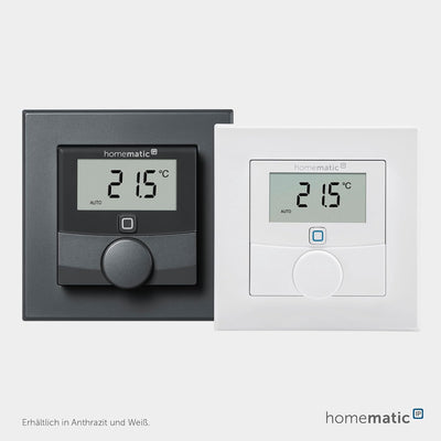 Homematic IP Smart Home Wandthermostat mit Schaltausgang – für Markenschalter, anthrazit, digitales