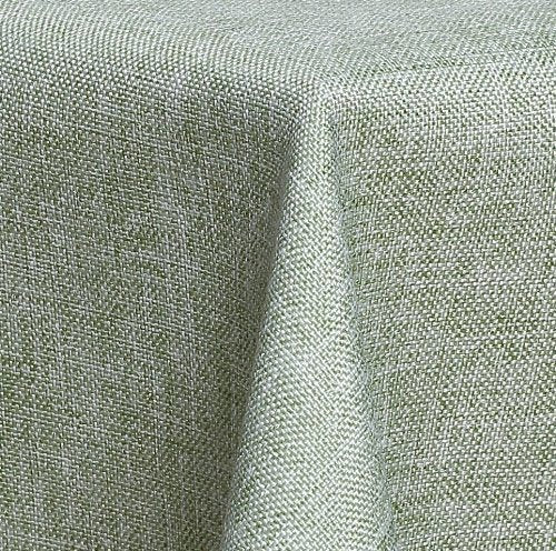 Textil Tischdecke - Leinen Optik - wasserabweisend Rechteckig - Farbe Grösse wählbar (Lindgrün, ca.