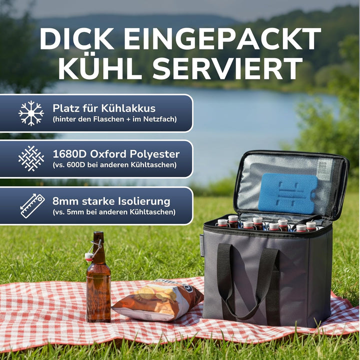Bier Kühltasche - mit Trenneinsatz für Bierflaschen - Männerhandtasche