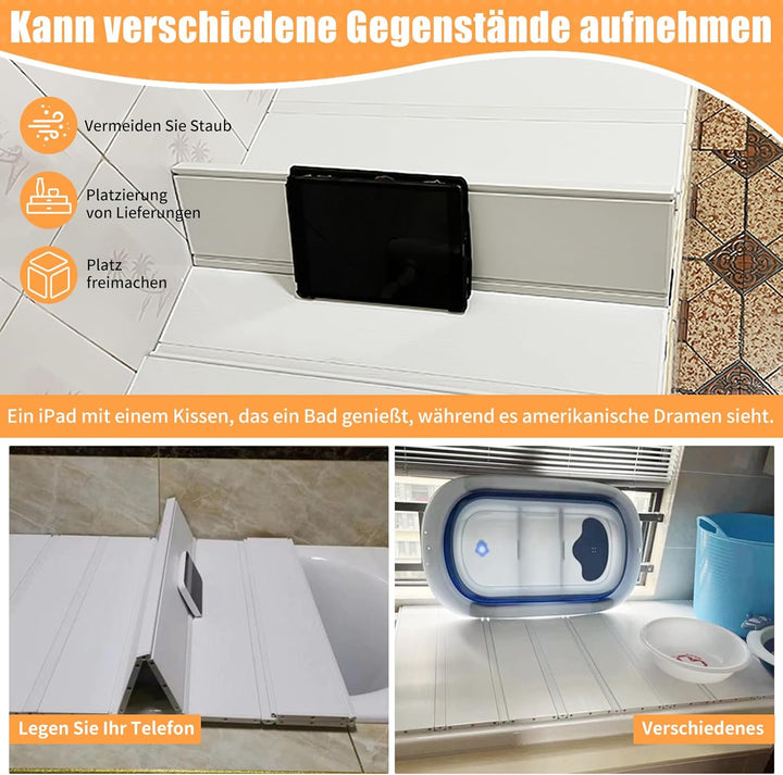 Badewanne Abdeckung, Anti-Staub Faltbare PVC Platte Faltbarer Badewannenabdeckung, Weiss wasserdicht