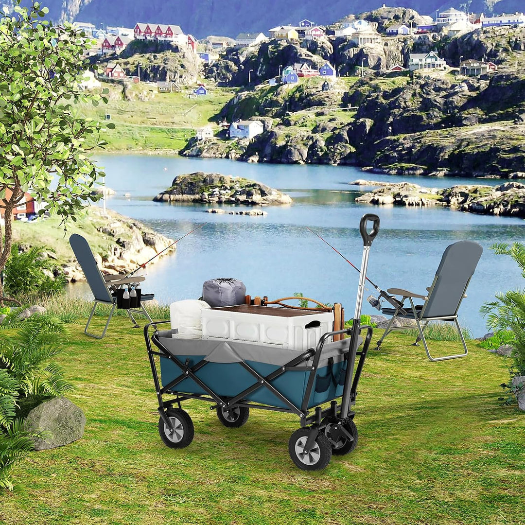 EUGAD Bollerwagen faltbar, 100 L Transportwagen mit verstellbarem Griff, tragbarer Strandwagen mit S