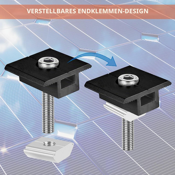 Solarmodul Halterung Mittelklemmen 30mm Schwarz: 10 Stück Solarpanel Halterung, PV Modul Klemmen, Al