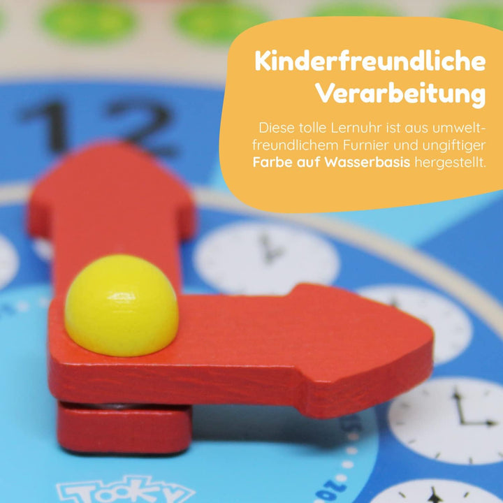 Tooky Toy Holz Jahresuhr für Kinder - Lernuhr - Kalenderuhr - Lerntaffel - Uhr, Wochentage, Monate,