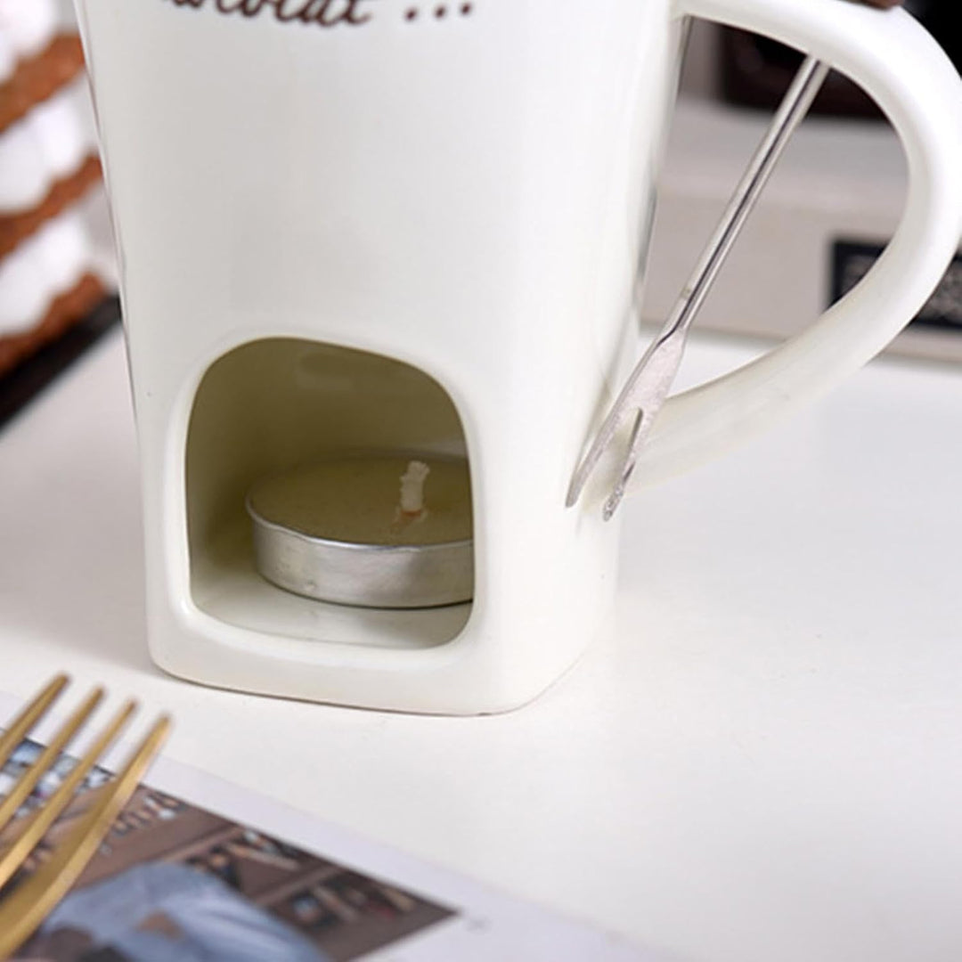 Schokoladen-Fondue-Becher, Kreatives Tee-Kerzen-Fondue-Tassen-Set, Keramik-Schokoladen-Fondue-Kaffee