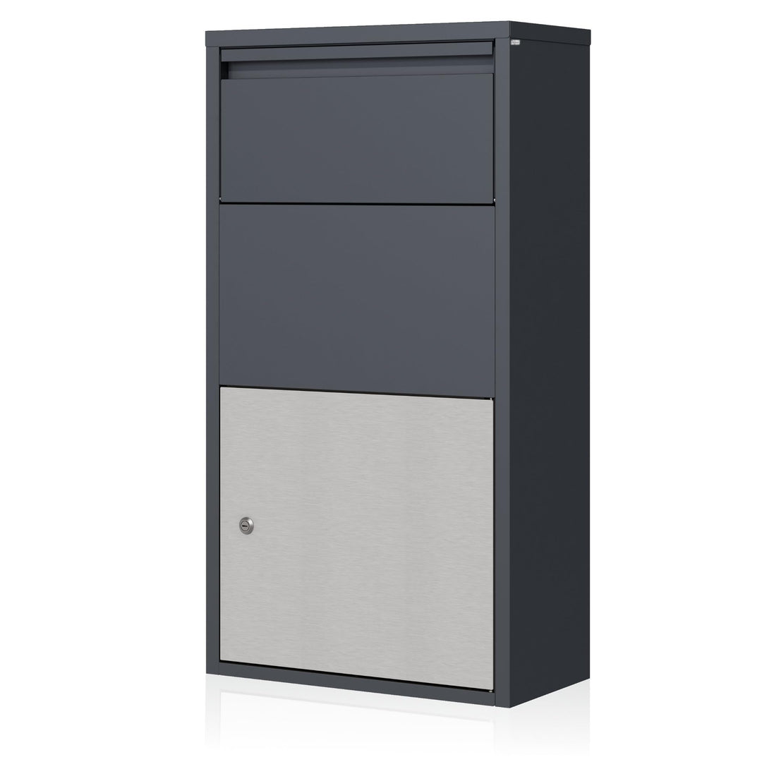 Zelsius Briefkasten mit Paketfach | Edelstahl, Anthrazit RAL 7016 | pulverbeschichteter Stahl | inte