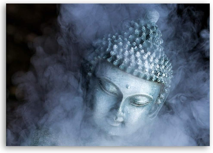Feeby Bilder Buddha Nebel Spa XXL 120x80 cm 1 Teilig Wandbilder Kunstdruck Bild auf Leinwand Leinwan