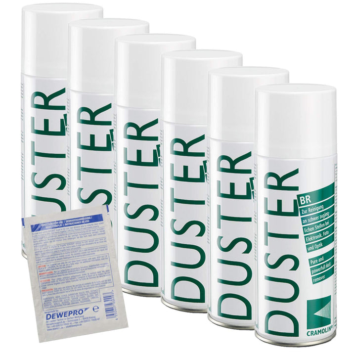 DUSTER BR - VPE: 6 x 200ml Spraydose - Druckluftspray - zur Staubentfernung an schwer zugänglichen S