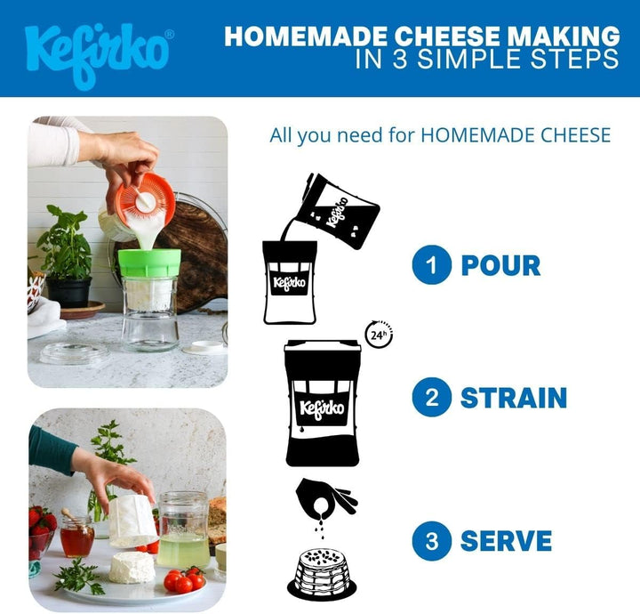 Kefirko Cheese Maker | Joghurtbereiter ohne Strom | cleveres Joghurtglas zum Fermentieren - 1,4L