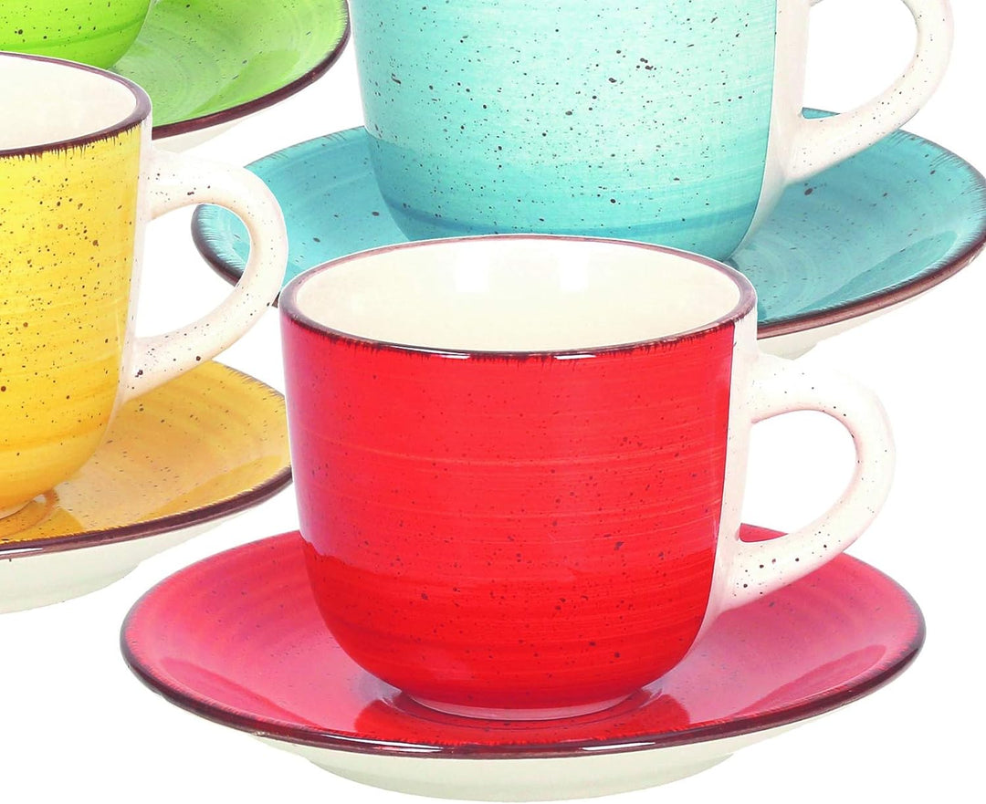 Tognana LS18502M043 Set aus 6 Espressotassen mit Teller, C250 Art & Pepper, Stoneware