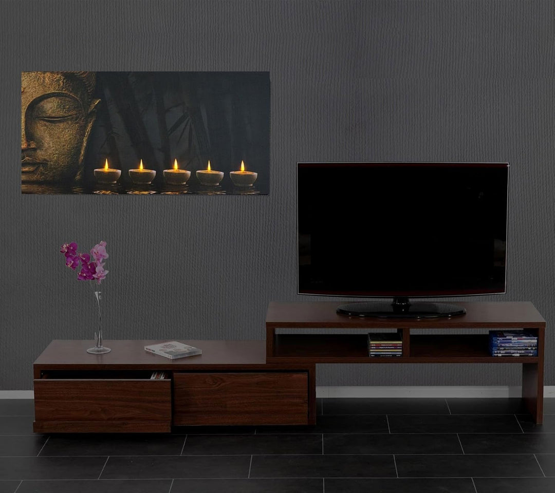 Mendler LED-Bild-AM, Leinwandbild Leuchtbild Wandbild, Timer FSC-zertifiziert - 110x55cm Buddha, fla