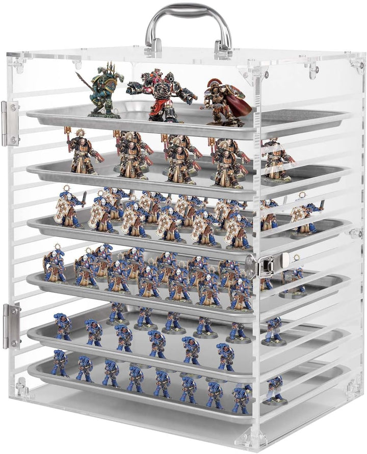 Miniatur Sammelobjekthülle aus transparentem Acryl mit Schutztür, kompatibel mit Warhammer 40k, DND
